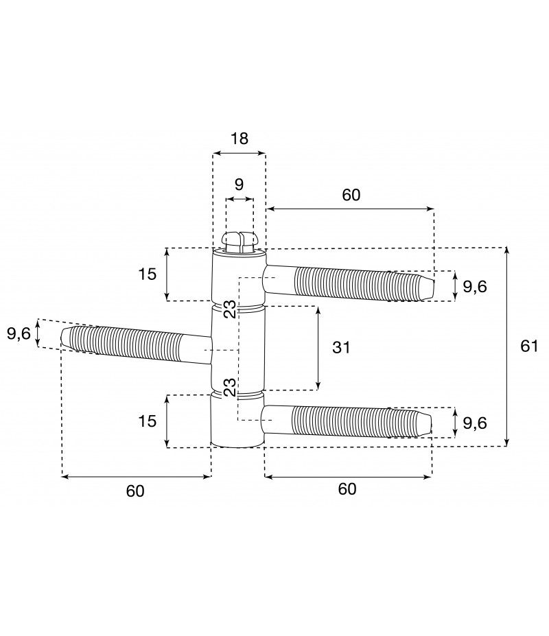 Einbohrband dreiteilig